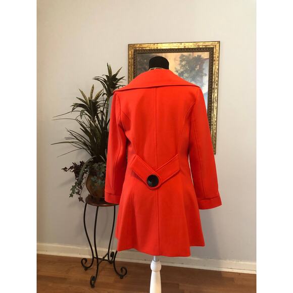 Luii Coat Women Small Red One Button Long Blazer Style Jacket Bold Statement - Picture 4 of 11